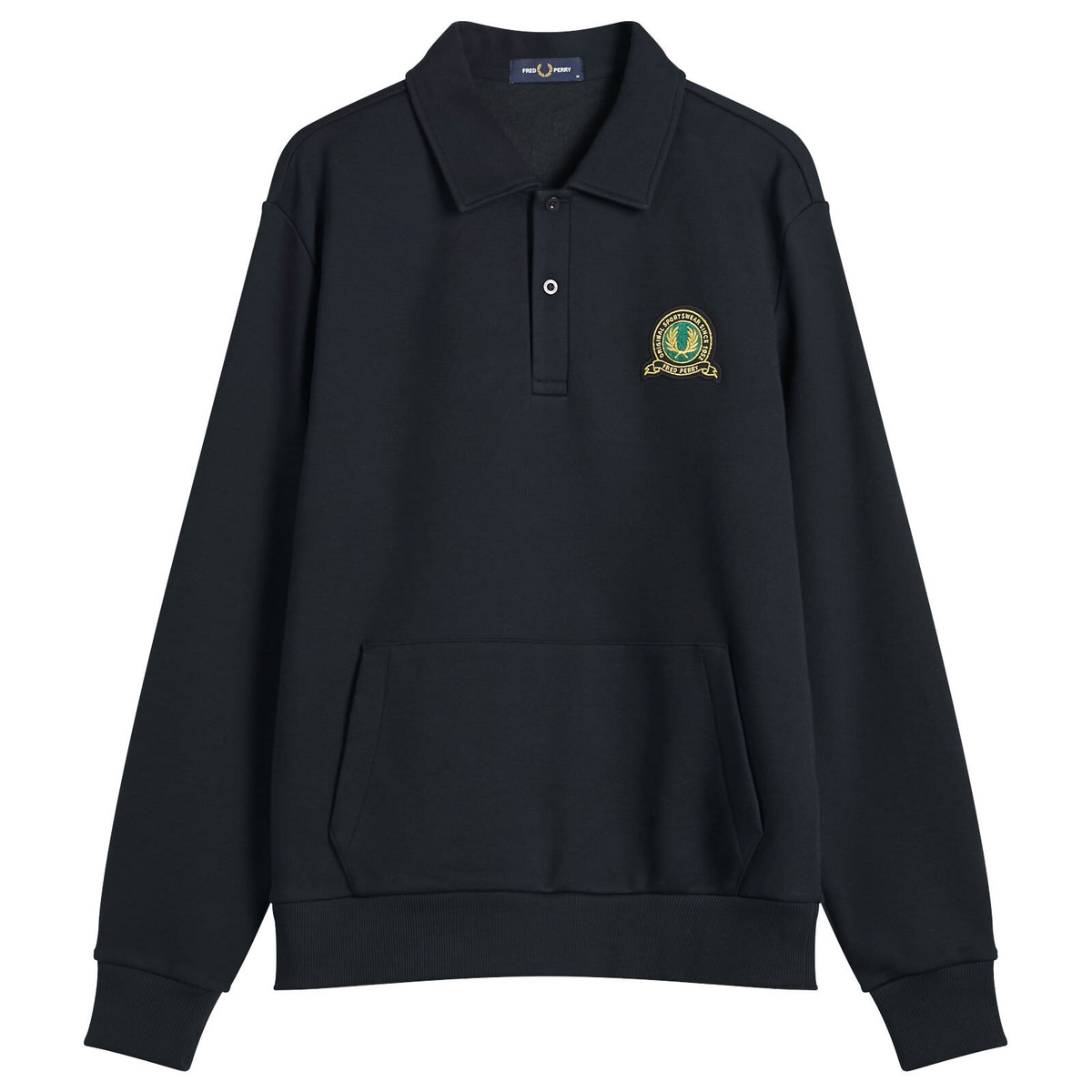Fred Perry Men's Tennis Badge Collared Sweatshirt in Navy