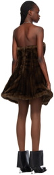FIDAN NOVRUZOVA Brown Strapless Faux-Fur Minidress