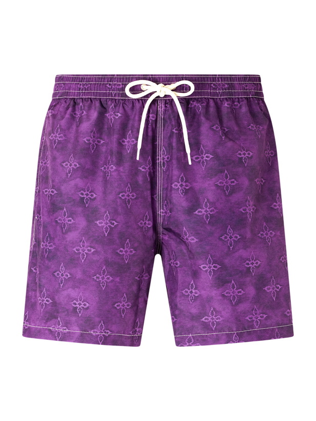 Photo: Massimo Alba - Kite Straight-Leg Mid-Length Printed Swim Shorts - Purple