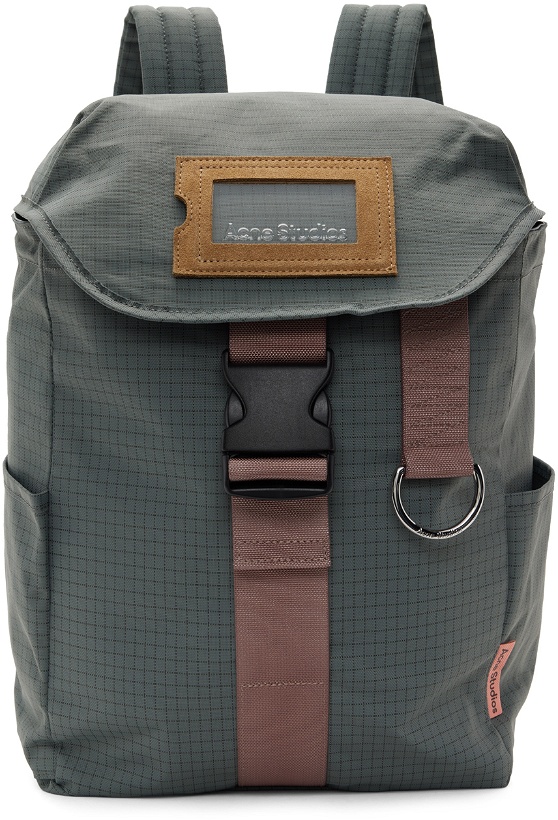 Photo: Acne Studios Gray Foldover Flap Backpack