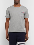 Thom Browne - Slim-Fit Grosgrain-Trimmed Cotton-Jersey T-Shirt - Gray