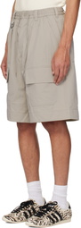 Y-3 Beige Wide Leg Cargo Shorts