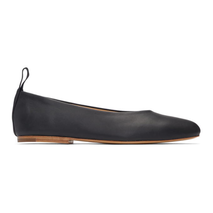 Jil Sander Navy Black Matte Nappa Ballerina Flats Jil Sander Navy