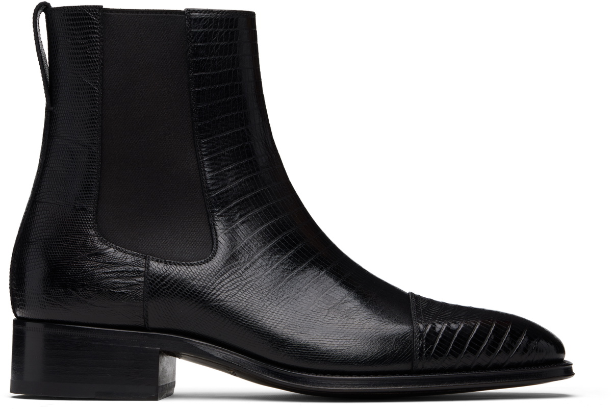 TOM FORD Black Printed Tejus Chelsea Boots