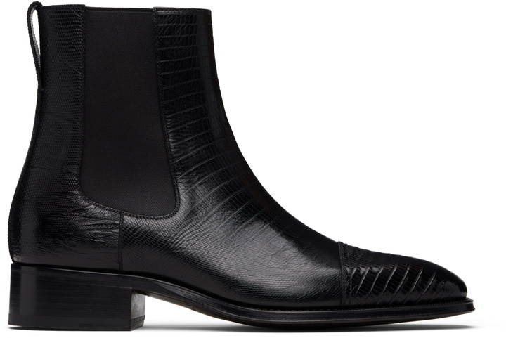 Photo: TOM FORD Black Printed Tejus Chelsea Boots