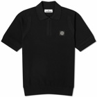 Stone Island Men's Soft Cotton Patch Knitted Polo Shirt in Black