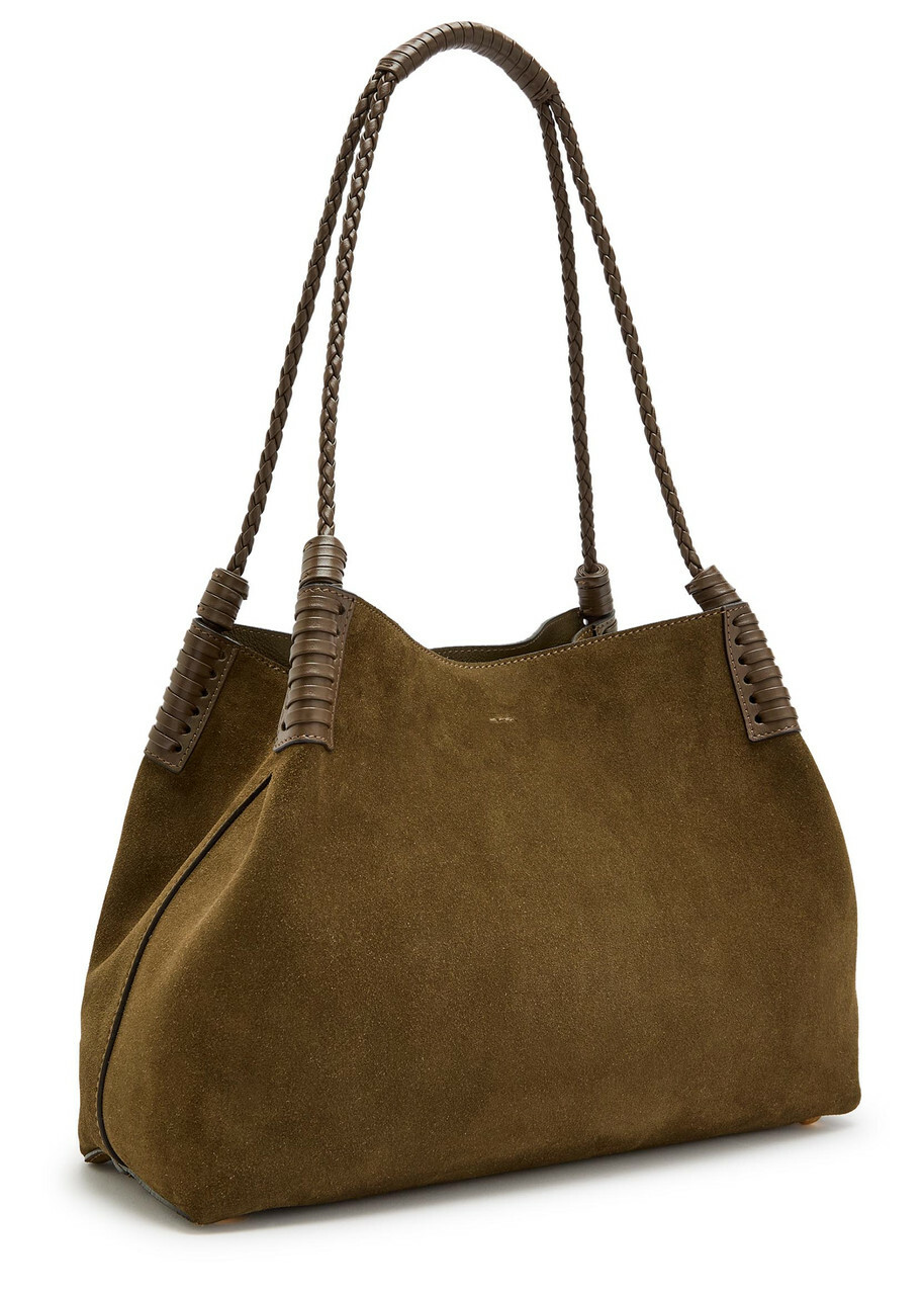 Etro Libra Medium Leather and Suede Tote - Khaki - One Size
