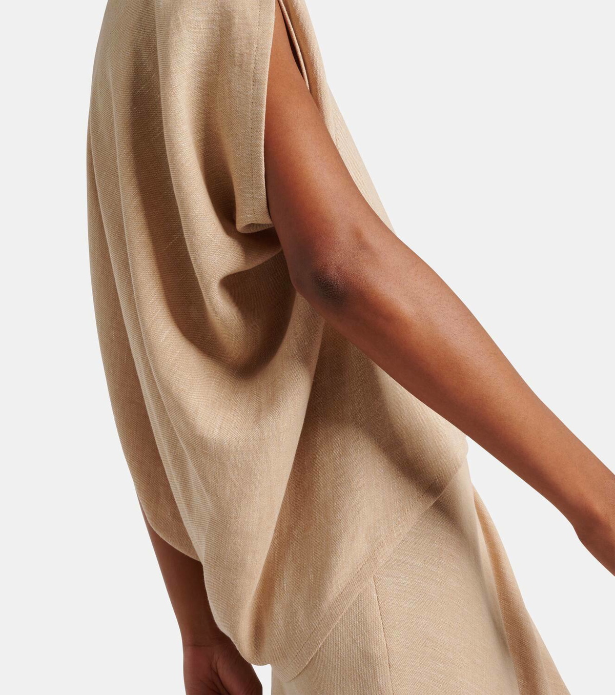 Loro Piana Gaia asymmetric linen crêpe top Loro Piana