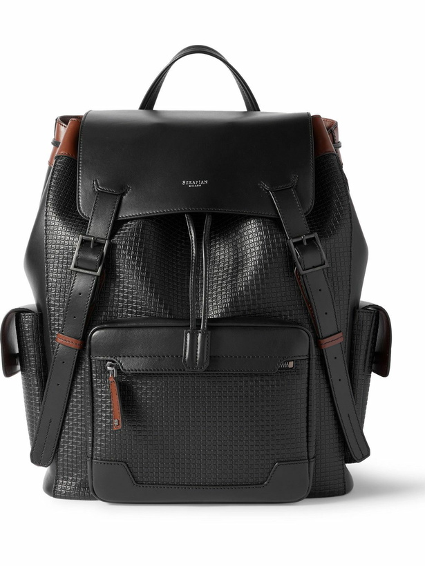 Photo: Serapian - Large Logo-Embossed Coated-Canvas and Leather Backpack