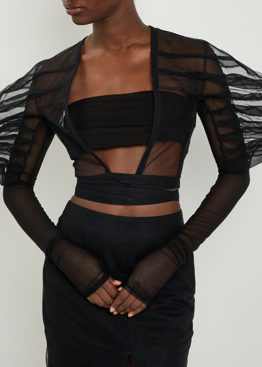 Rick Owens Rhino Cropped Tulle top Black