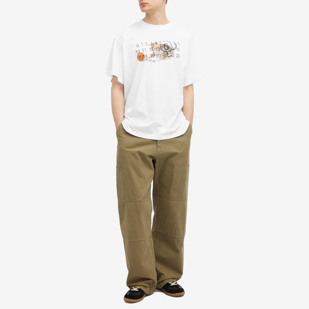 MM6 Maison Margiela Men's Kitten Number Logo T-Shirt in White