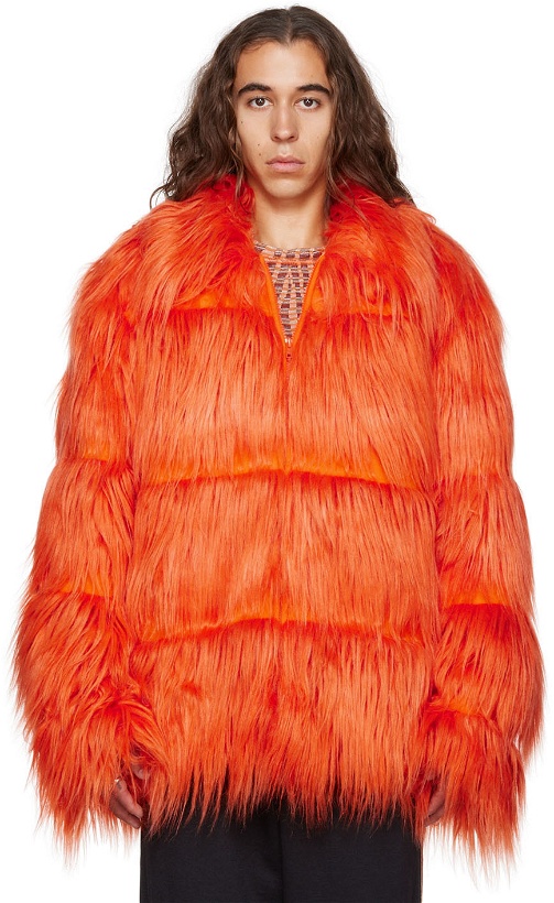 Photo: Anna Sui SSENSE Exclusive Orange Faux-Fur Coat