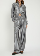 Alexanderwang.t Shrunken Logo-embossed Satin Track Jacket Silver