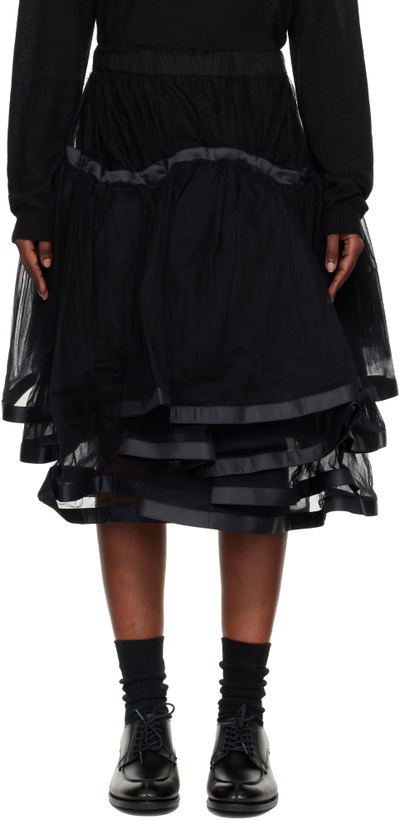 Photo: Noir Kei Ninomiya Black Volume Tulle Pleats Midi Skirt