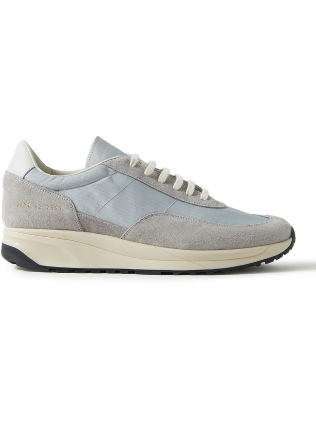 Photo: Common Projects - Track 80 Leather-Trimmed Suede and Ripstop Sneakers - Gray