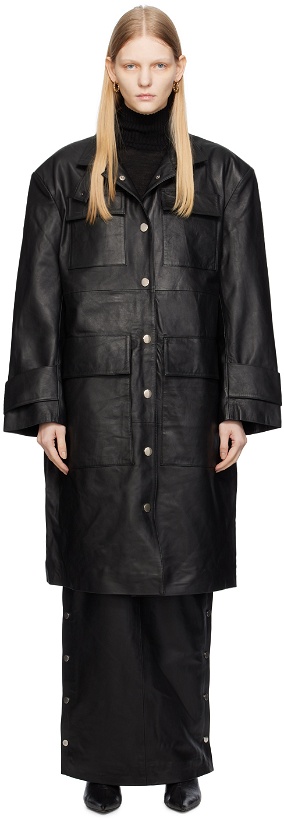 Photo: REMAIN Birger Christensen Black Drapy Leather Jacket
