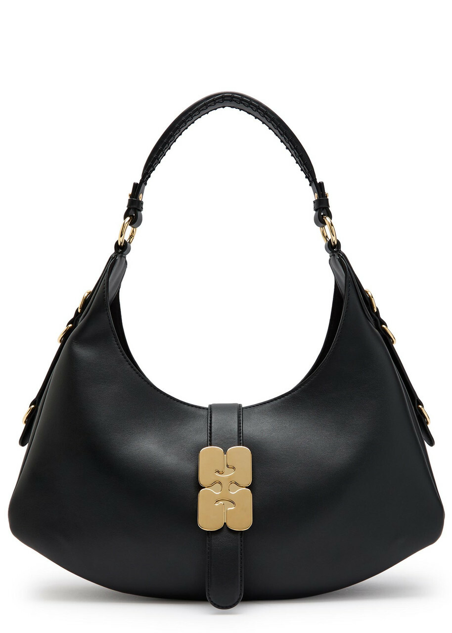 Ganni Kat Small Leather Shoulder bag - Black - One Size