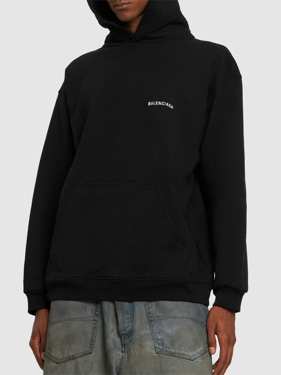 BALENCIAGA Logo Embroidery Cotton Hoodie Balenciaga