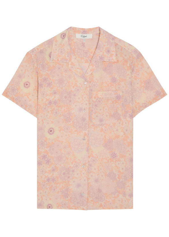Photo: Chloe Floral-print Silk Shirt Pink