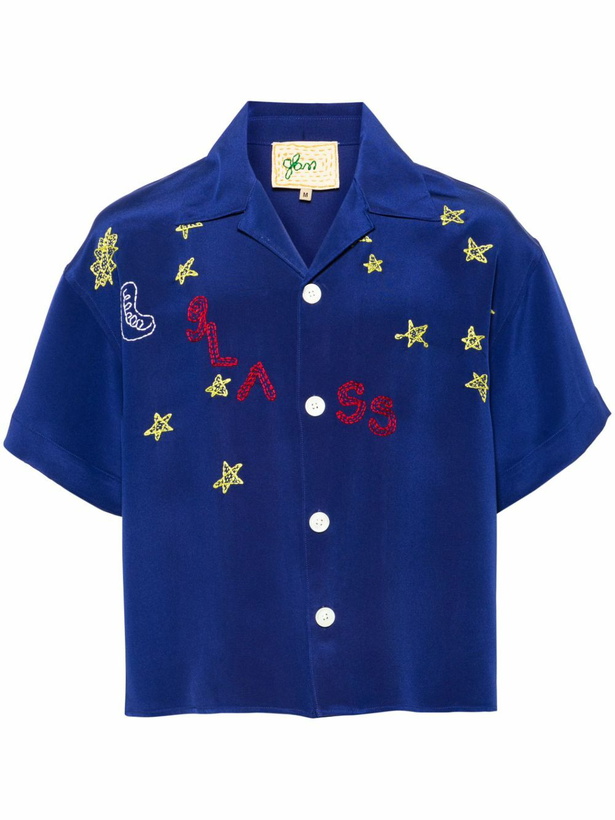 Photo: Glass Cypress Blue Nightsky Silk Shirt