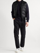 TOM FORD - Leather-Trimmed Merino Wool and Quilted Shell Down Gilet - Black