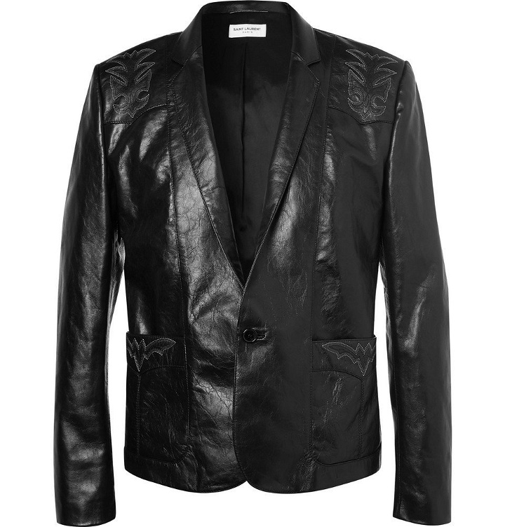 Photo: Saint Laurent - Embroidered Leather Jacket - Men - Black