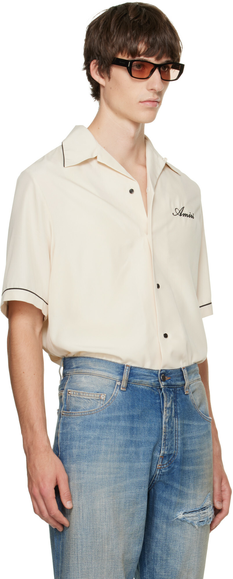 AMIRI Off-White Wolf Embroidered Camp Shirt