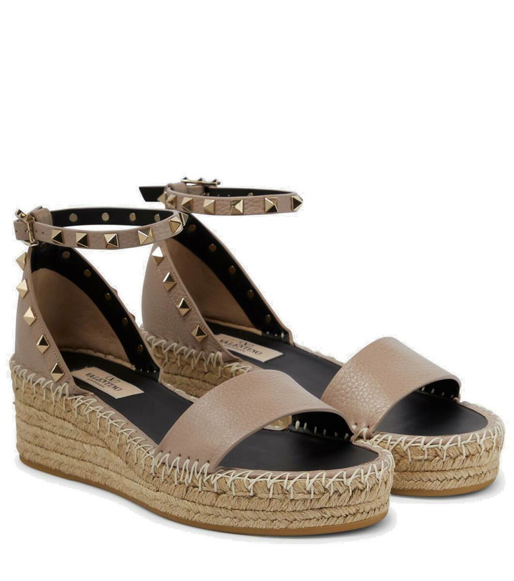 Photo: Valentino Garavani Rockstud leather espadrille wedges