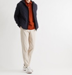 LORO PIANA - Wool and Suede-Panelled Quilted Shell Hooded Jacket - Blue