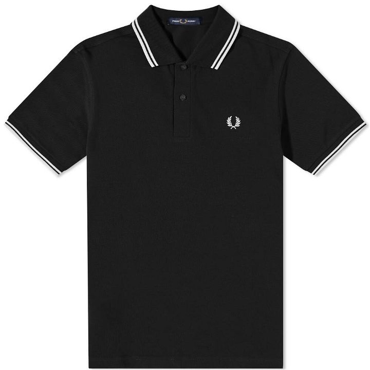 Photo: Fred Perry Authentic Men's Slim Fit Twin Tipped Polo Shirt in Black/White