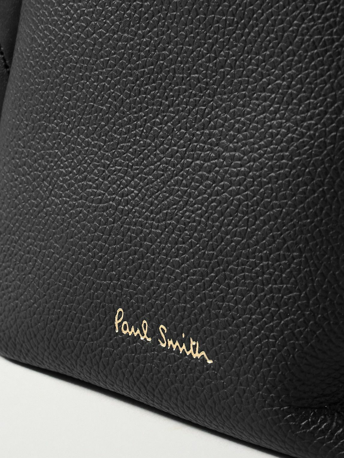 Paul Smith - Mesh-Panelled Striped Full-Grain Leather Backpack