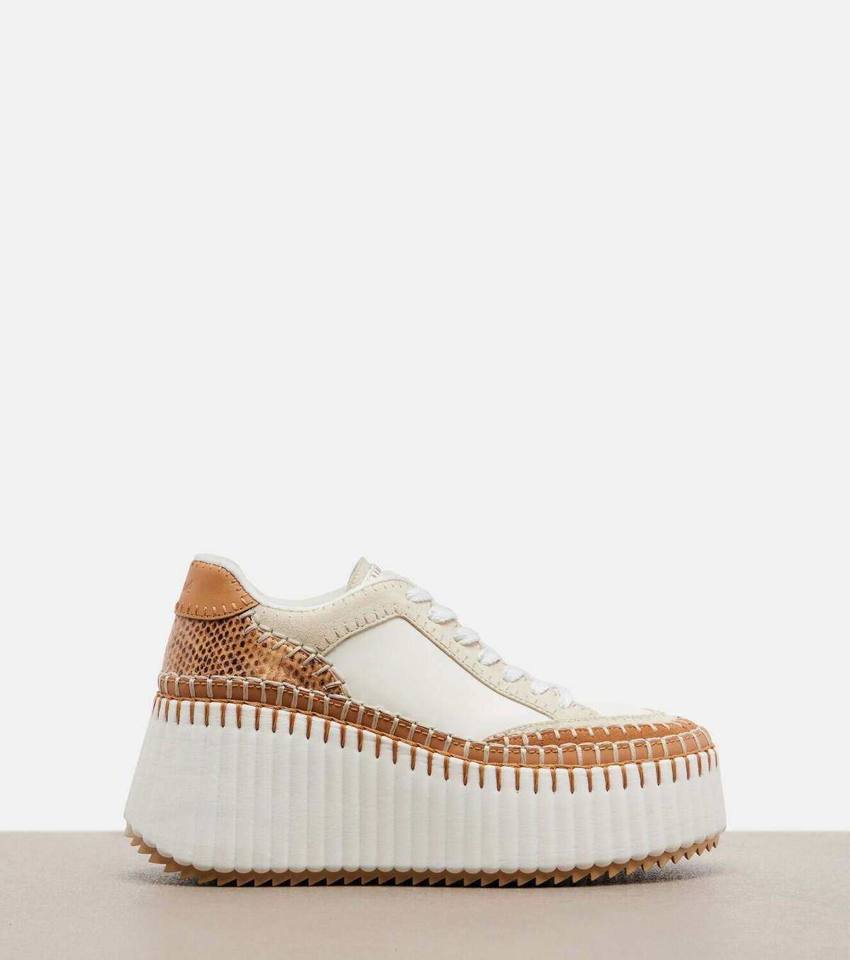 Chloé Nama leather-trimmed platform sneakers