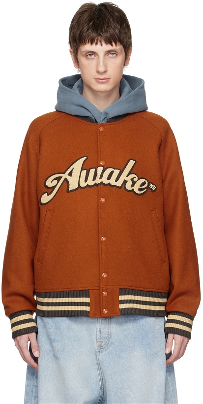 Photo: Awake NY Orange Embroidered Bomber Jacket