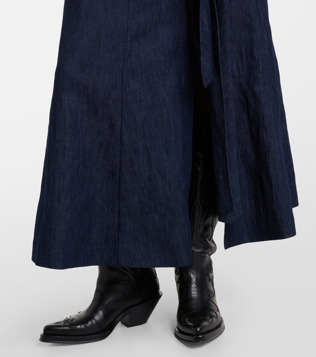 Gabriela Hearst Zivan cotton and linen denim midi skirt