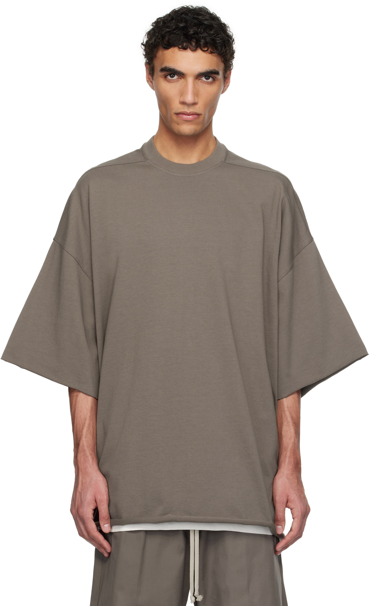 【関税込み】Rick Owens グレー Hollywood Short Level Tシャツ Black Hollywood Short Level T-shirt by Rick Owens on Sale