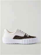 FENDI - Leather and Logo-Jacquard Sneakers - White - UK 7