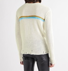 SAINT LAURENT - Distressed Intarsia Linen-Blend Sweater - Neutrals