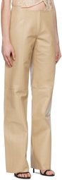 VAILLANT Taupe Straight-Leg Leather Trousers
