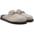 Ferragamo Gray Gancini Ornament Mule Loafers