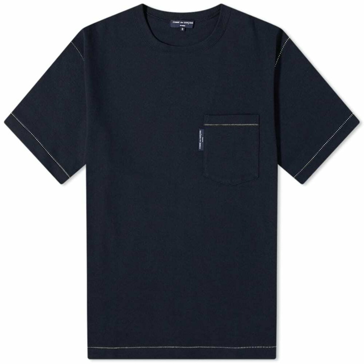 Photo: Comme des Garçons Homme Men's Contrast Stitch Pocket Logo T-Shirt in Navy