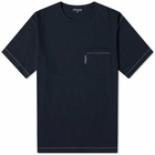 Comme des Garçons Homme Men's Contrast Stitch Pocket Logo T-Shirt in Navy