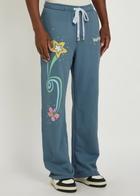 Nahmias Flower Trip Printed Straight-leg Sweatpants Blue