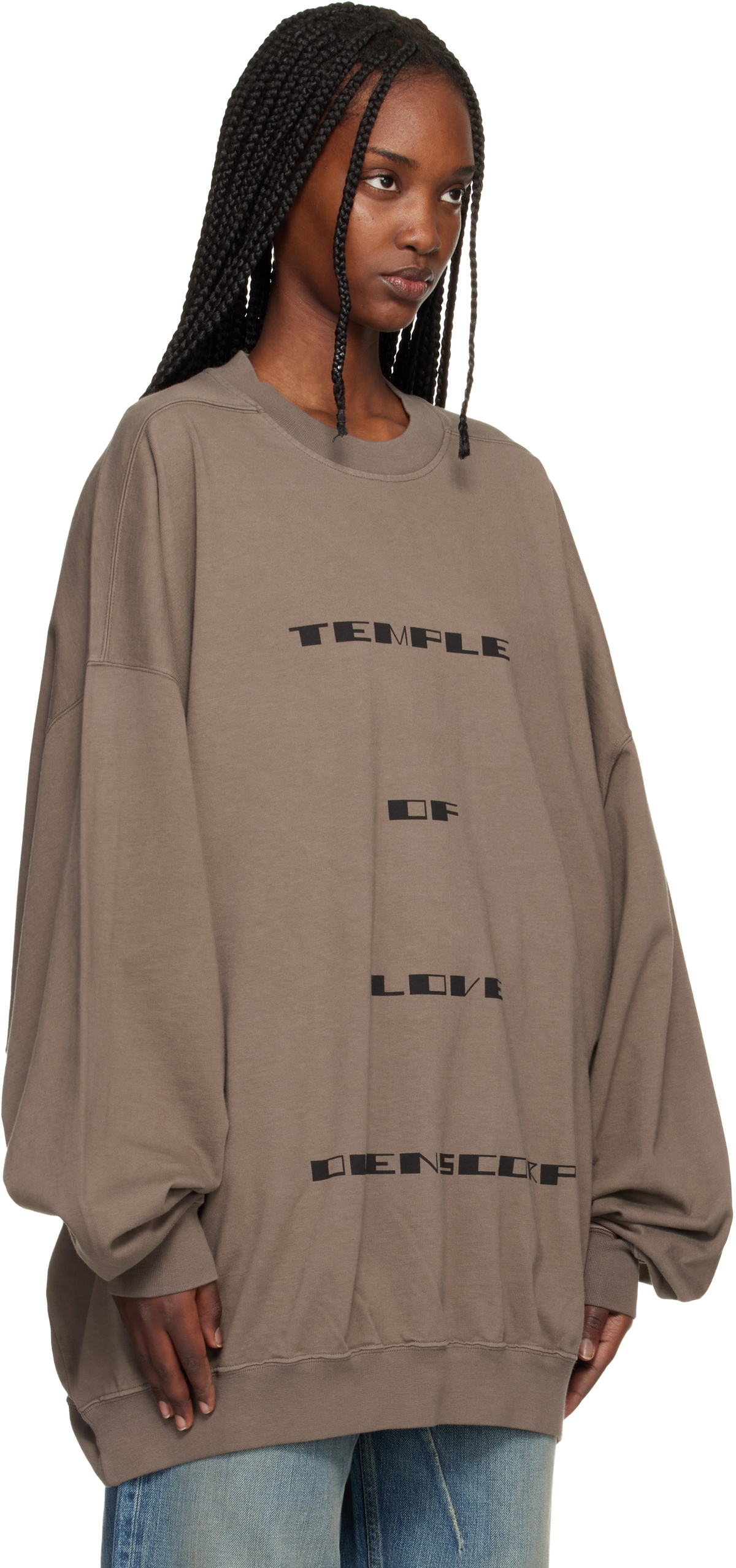 Rick Owens DRKSHDW Gray Temple Hun Crewneck Sweatshirt