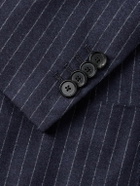 Caruso - Double-Breasted Pinstriped Wool Suit Jacket - Blue
