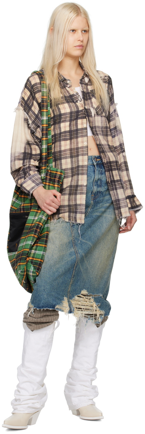 R13 Blue Jesse Denim Midi Skirt