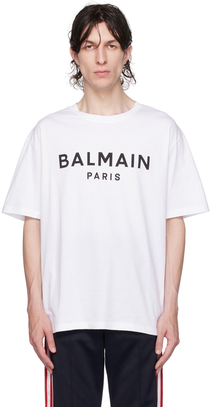 Balmain White Printed T-Shirt Balmain