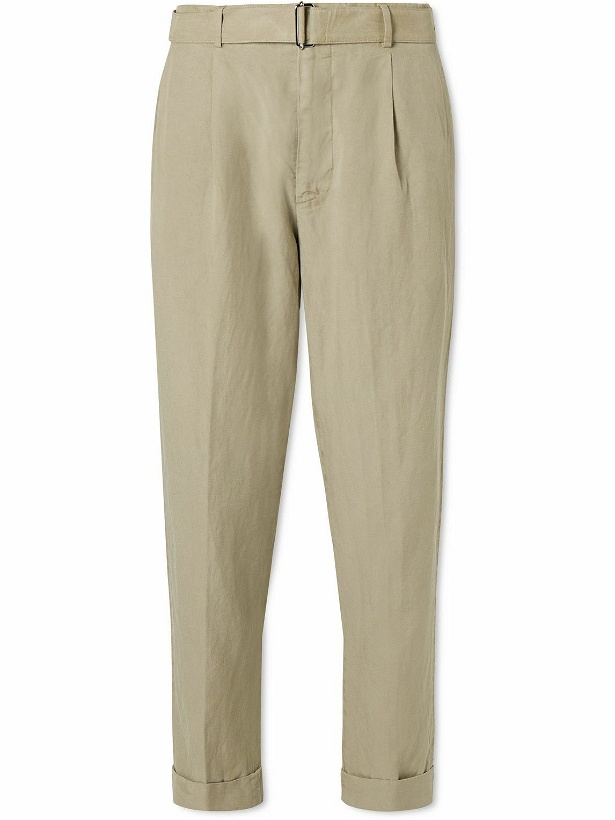 Photo: Officine Générale - Hugo Straight-Leg Belted Lyocell, Linen and Cotton-Blend Suit Trousers - Neutrals