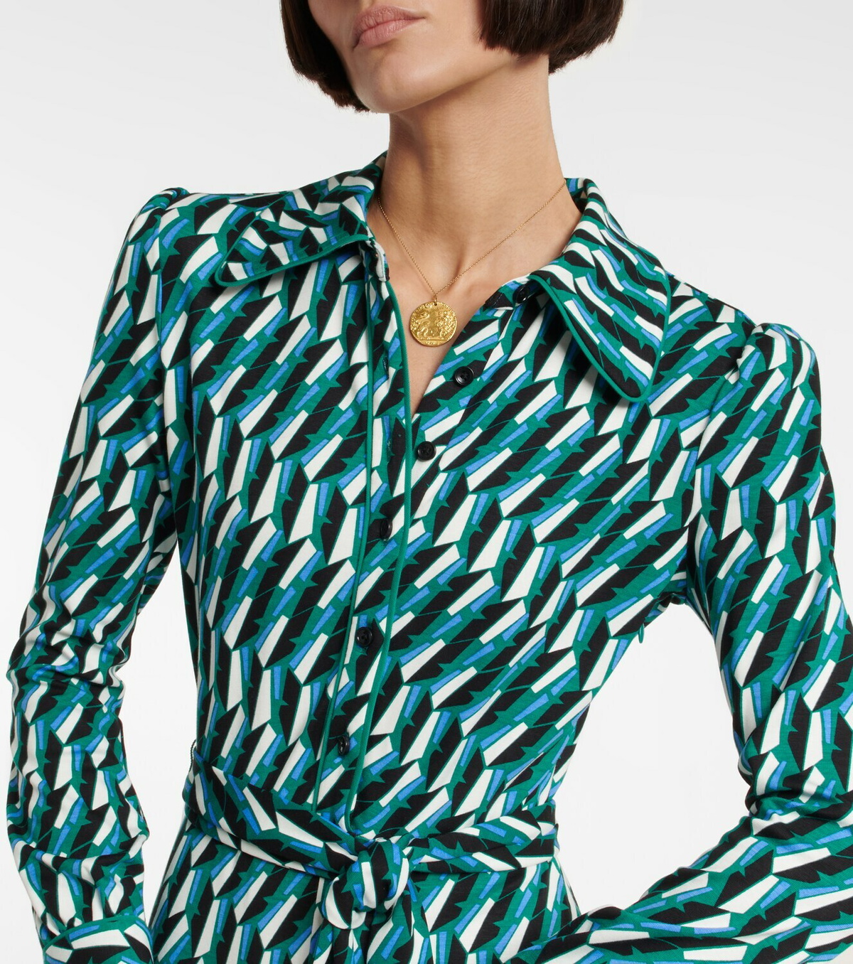 【Diane von Furstenberg】Vネック tie-waistジャンプスーツ Diane von Furstenberg - Printed tie-waist jumpsuit Diane von