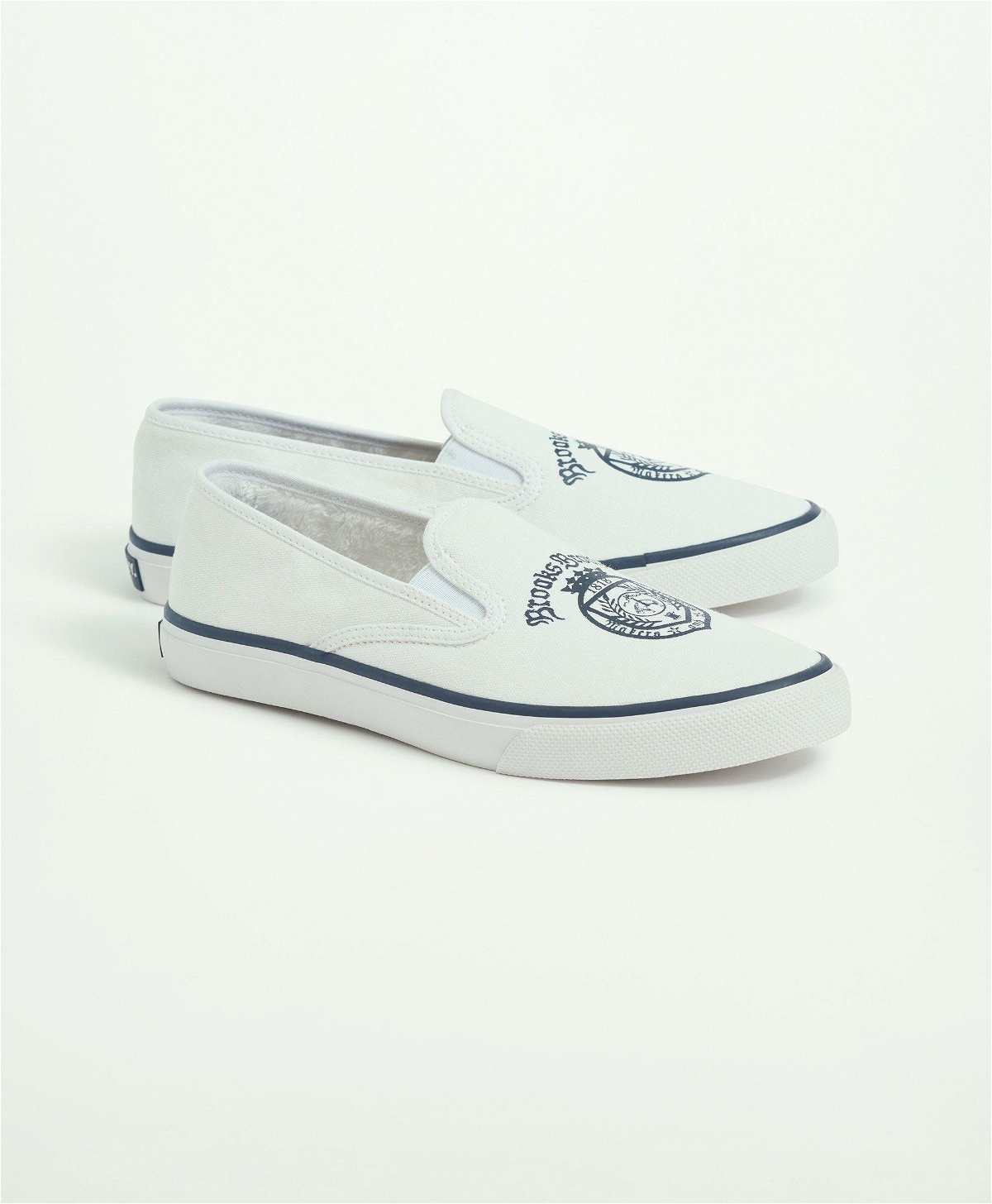 Photo: Brooks Brothers Sperry x "Crest" Slip On Shoes | White