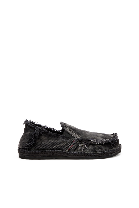 Photo: Diesel Espadrille loafers in distressed denim - Lace Ups and Mocassins Mens in Black